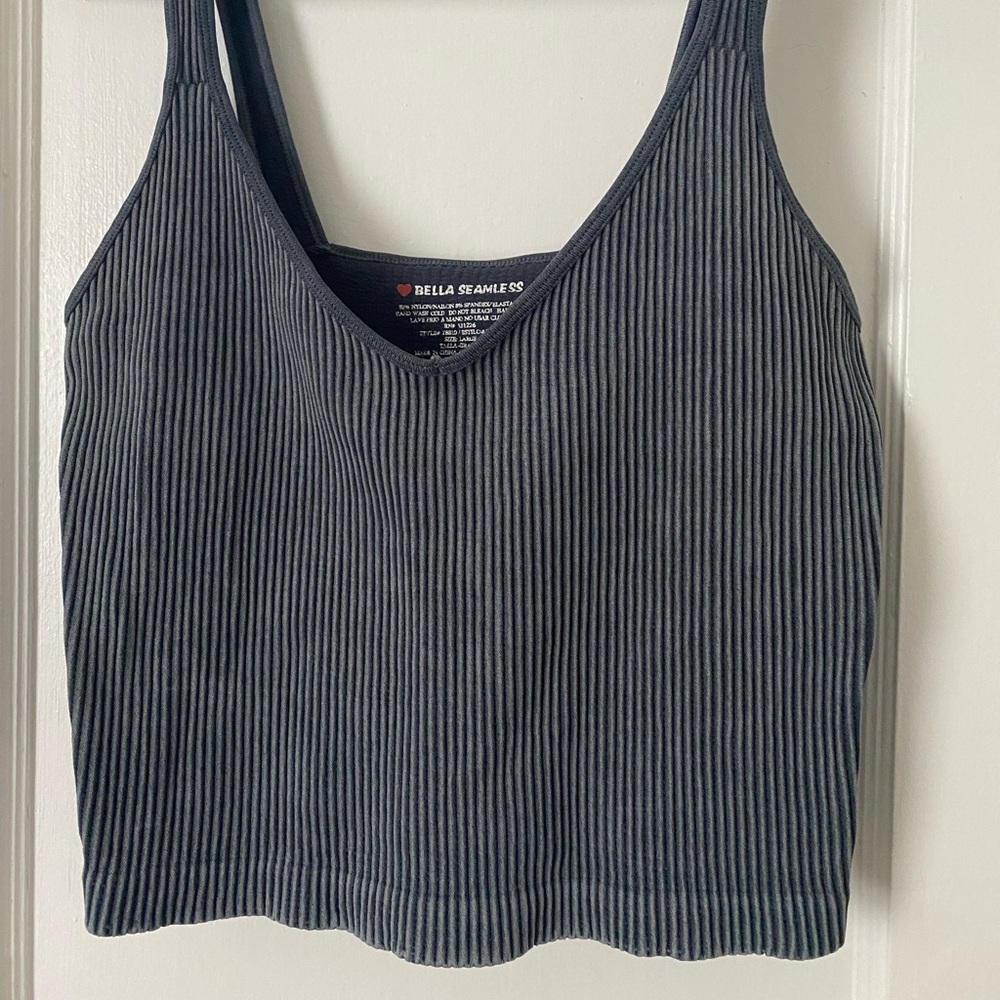 Grey Ribbed Tank Top